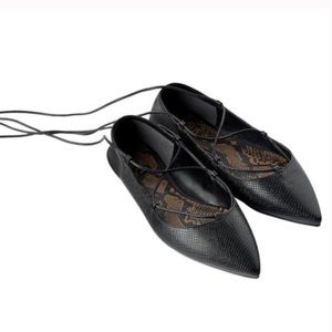 Zara Reptile Lace-Up Ballet Flats